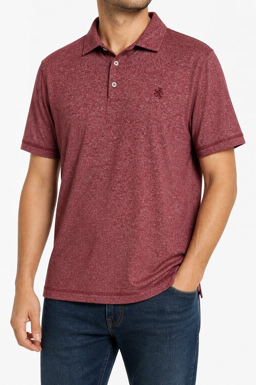 Rugby University Men's Maroon Heather Polo Short Sleeve Shirt Lg Preppy Casual